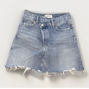 Agolde Denim Mini Skirt Asymmetrical 100% Cotton Light Wash Size 25